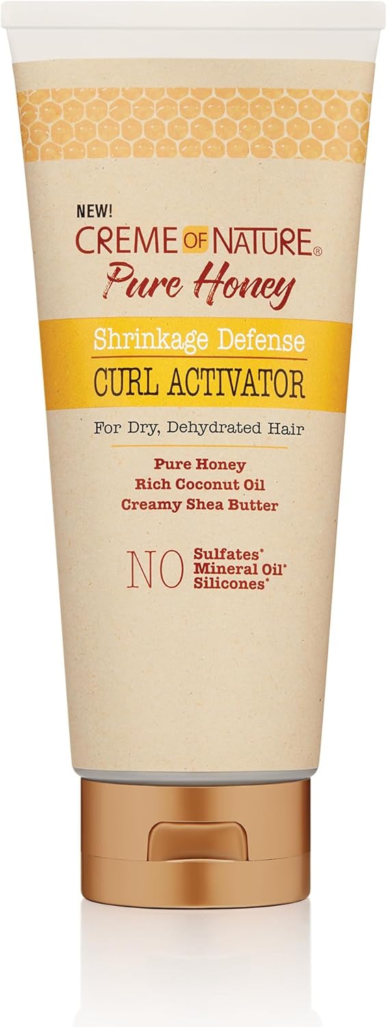 Creme of Nature Pure Honey, Crème Activatrice Boucles à l'Huile de Coco, Beurre de Karité et Miel, Soin des Cheveux Bouclés, Frisés et Crépus, Hair Curler, Produit Cheveux Sans Sulfates - 310ml