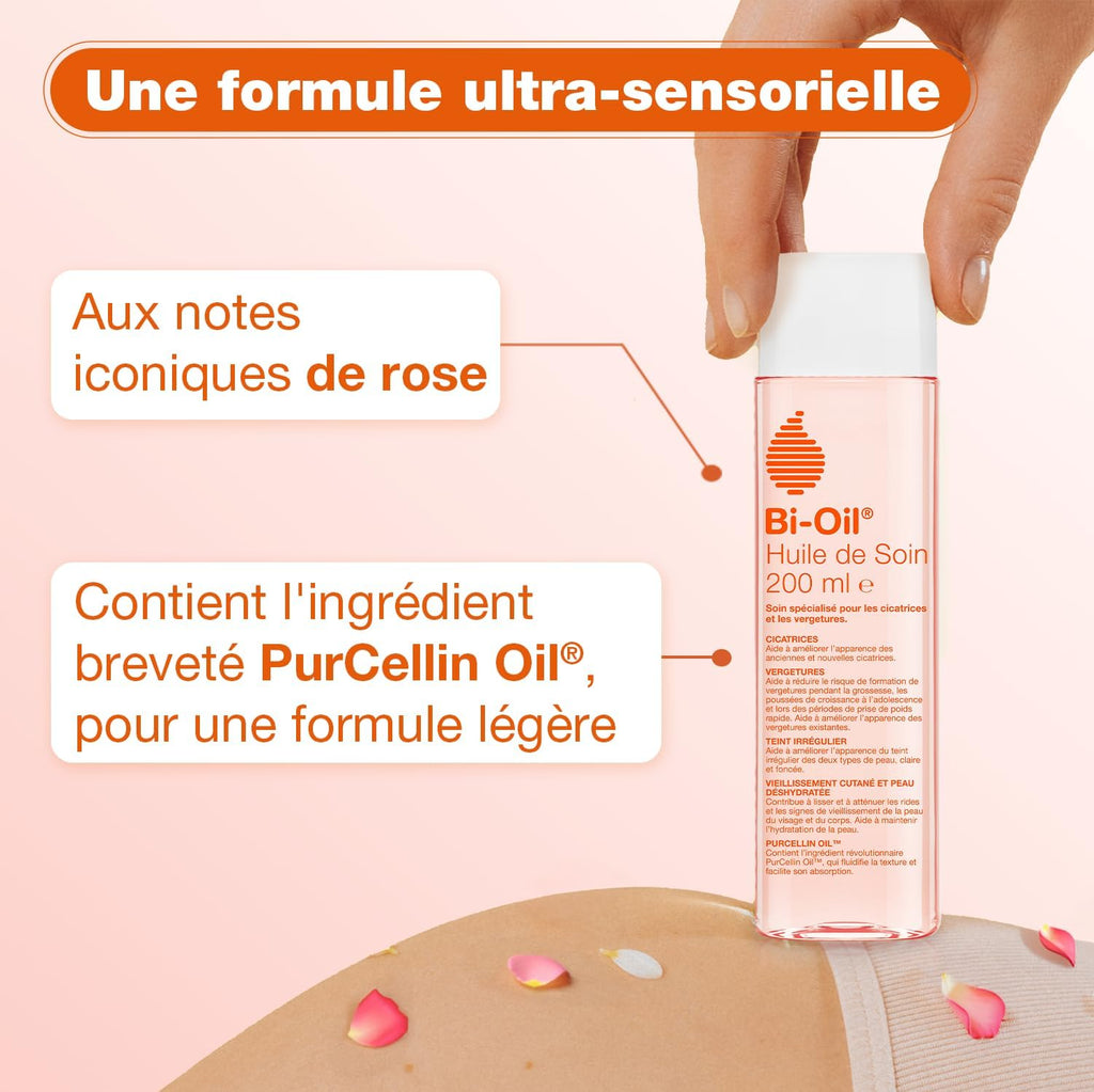Bi-Oil Huile De Soin Pour La Peau - Soin Spécialisé Pour Les Vergetures, Cicatrices, Peau Sèche Et Teint Irrégulier - 1 X 200 Ml
