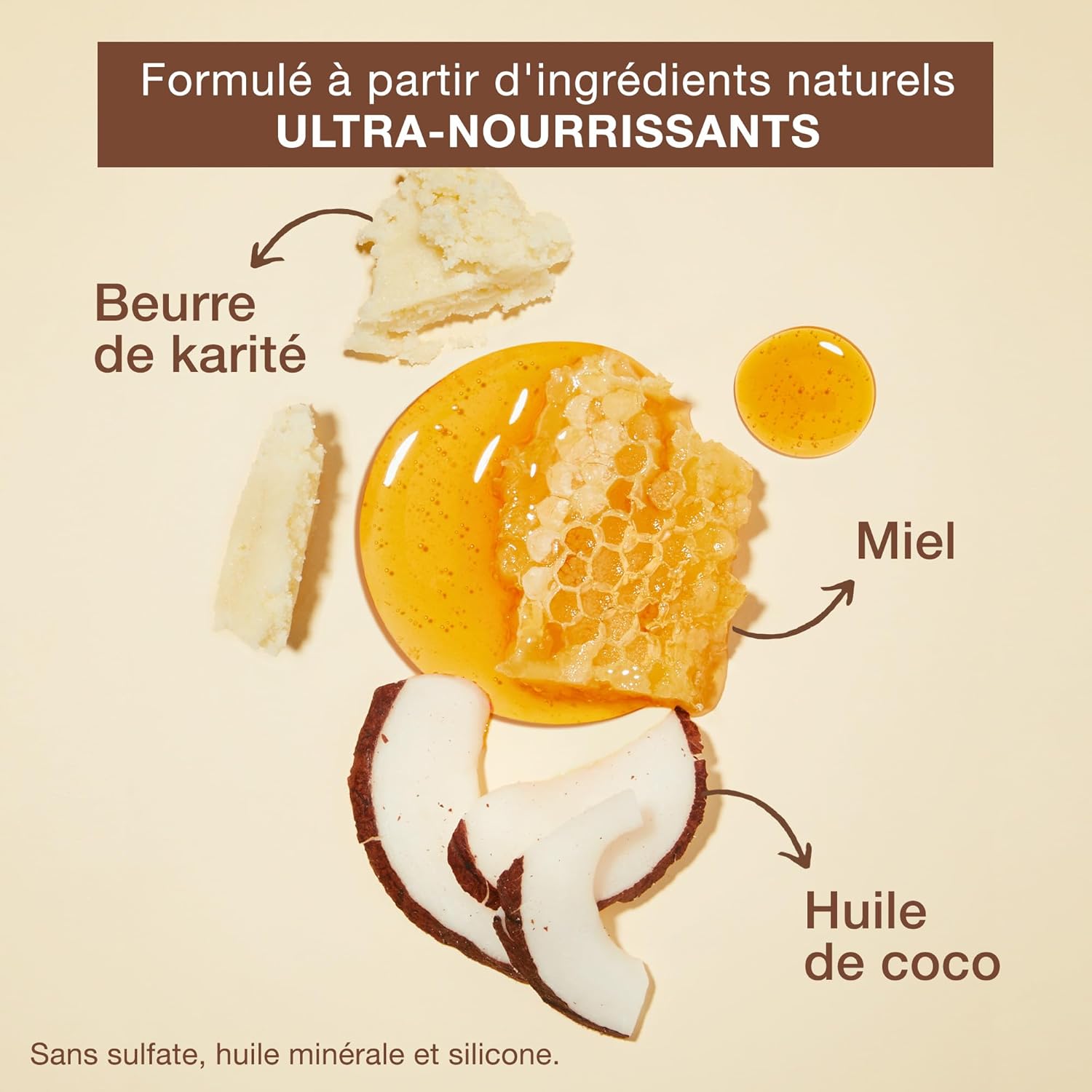 Creme of Nature Pure Honey, Crème Activatrice Boucles à l'Huile de Coco, Beurre de Karité et Miel, Soin des Cheveux Bouclés, Frisés et Crépus, Hair Curler, Produit Cheveux Sans Sulfates - 310ml