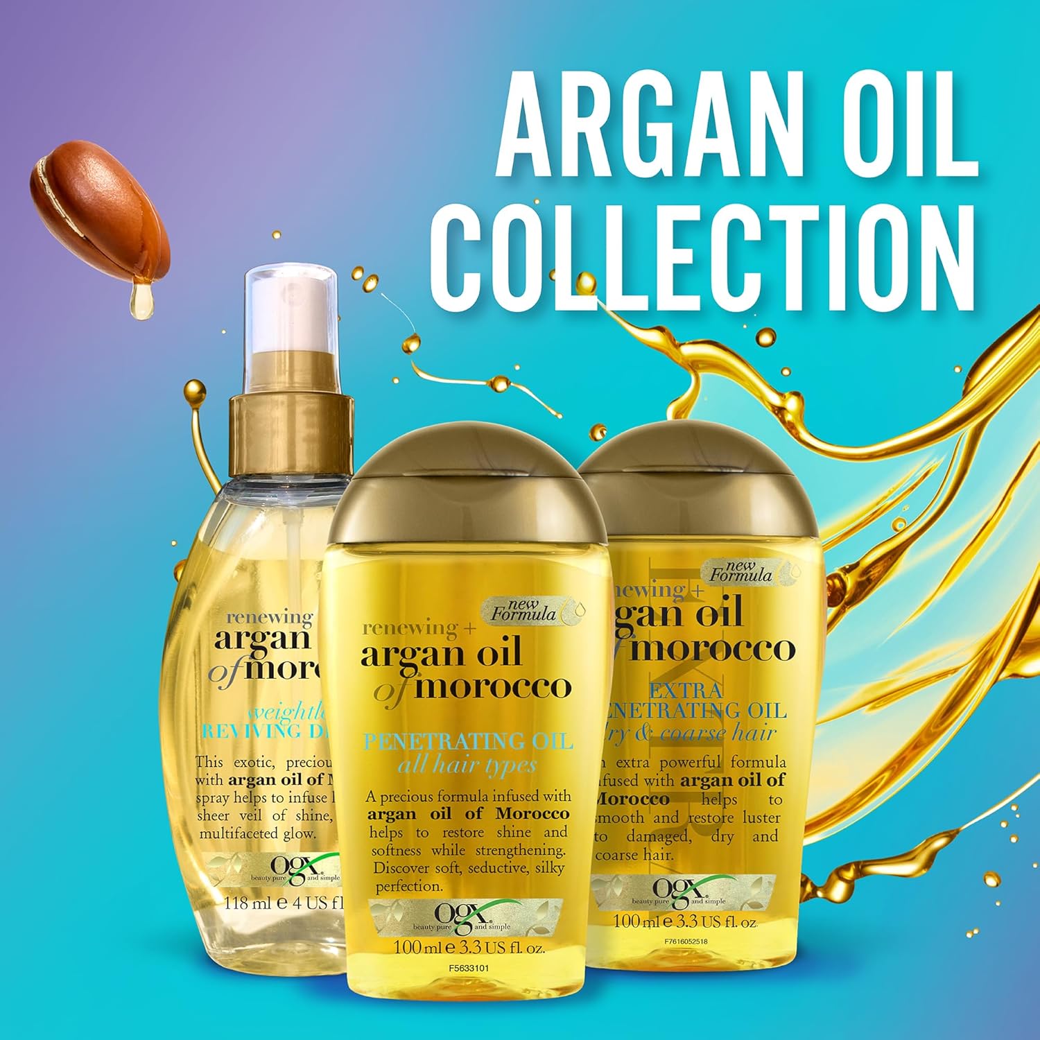 Ogx Huile d'argan du Maroc pénétrante, pour tous types de cheveux, 100 ml